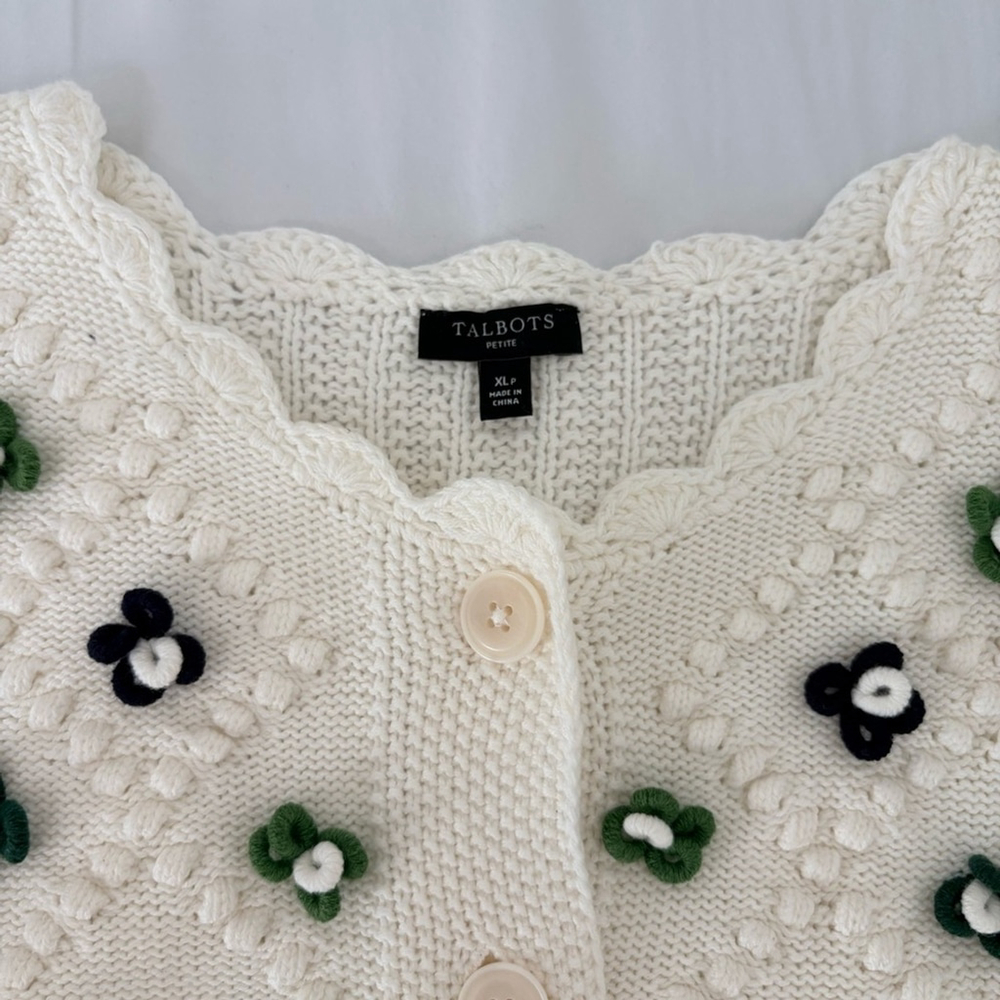 Talbots | Floral Cardigan Sweater | Sz Petite XL | NWOT - Picture 4 of 11